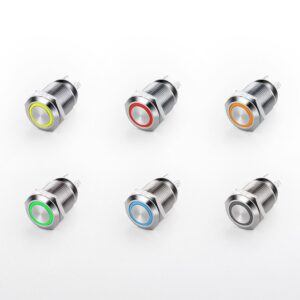12mm Black LED DIY Modified Car Auto Motorcycle Fog Light 12V 24V 36V IP65 Plastic Electronic Push Button Switch 1NO Combination