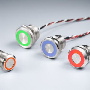 Led Power Switch Self Lock on Off Metal IP67 Waterproof 30mm Push Button 12V Blue Stainless Steel IP68 24 Green Pin Terminal