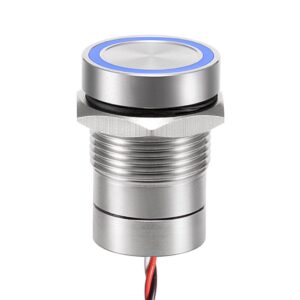 25mm High Power Light Push Button with LED Emergency Push Button Switch Latching Metal Stainless Steel IP68 24 Switch Knob 200ma