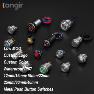 12V 24V DC Metal Momentary Push Button Switch On-Off 1NO1NC SPDT for Industrial Machinery & Equipment