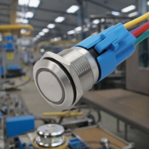 Langir 19mm Anti-Vandal 1NO1NC on Off 304 Stainless Steel Resettable Blue LED Illuminated Power Pushbutton Switch
