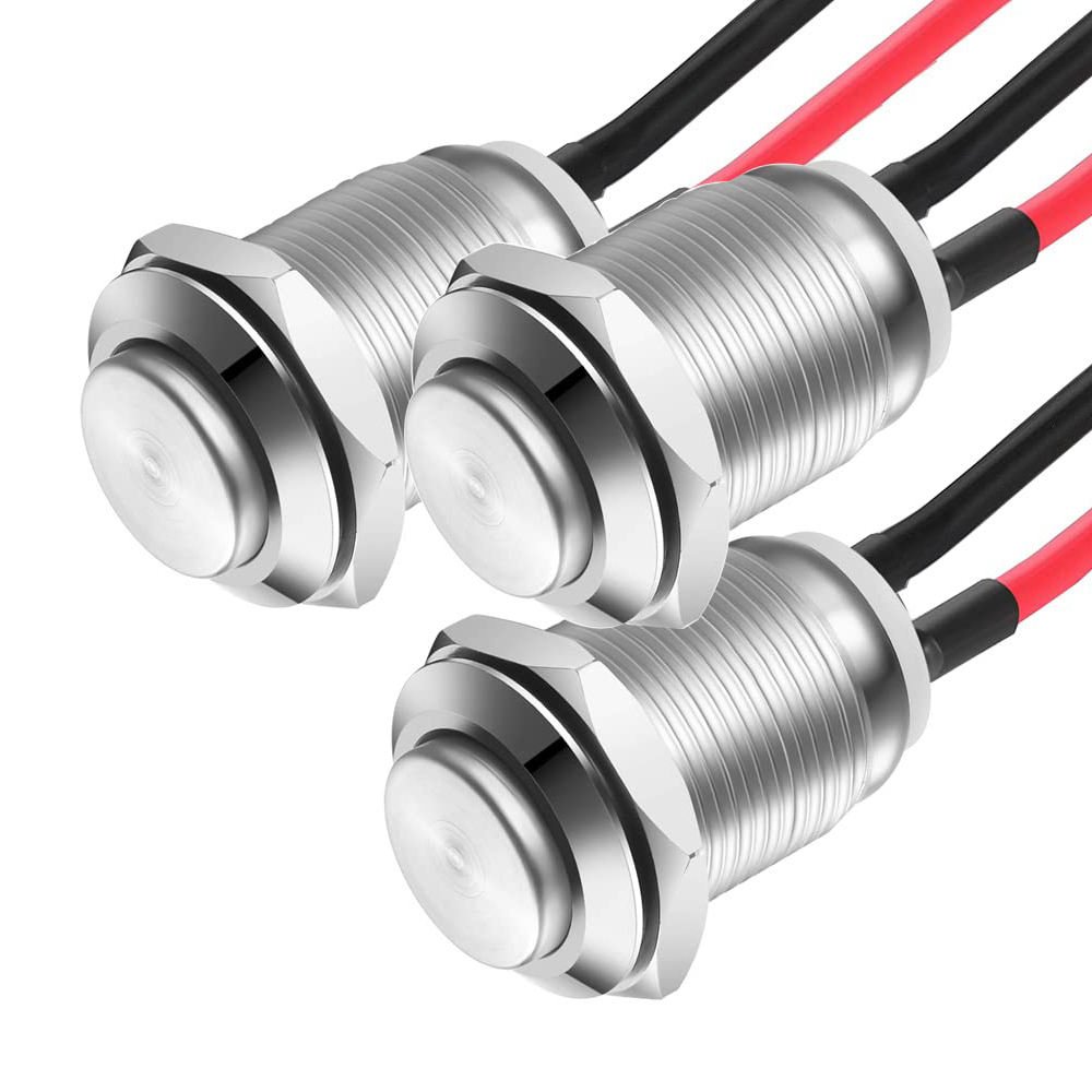 Langir 12mm Push Button Momentary 12mm Touch Elevator Button Switch Waterproof IP67 with Wire