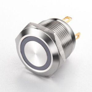 12V Metal 19mm No Nc Push Button Switch Pin Terminal Flat Head Nova Kan L6 Push Button Switch Soft Touch Knob No Indicator 2A