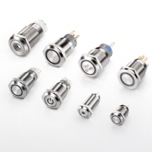 10/12/16/19/22mm Illuminated Waterproof Stainless Steel Push Button Switch,led Momentary Push Button Switches with Connector