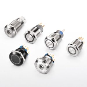 12 16 19 22mm Metal Momentary or Latching Illuminated Push Button Switch 15A High Current With LED