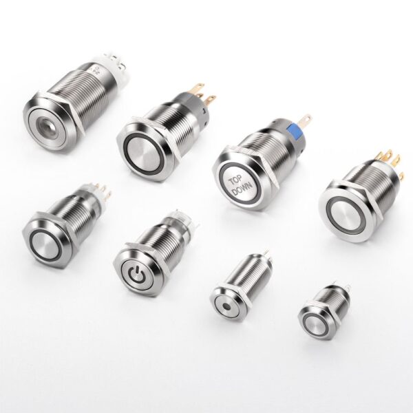 12 /16 / 19 / 22mm Momentary Power Button Switch PC Waterproof Used Cars Switch Small Metal Stainless Steel Push Button Switch