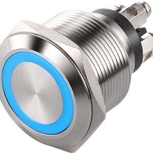12V RGB Illuminated Waterproof LED Push Button Switch 12mm 16mm 19mm 22mm Flattest Metal Momentary IP65 Electronic 3A Plastic