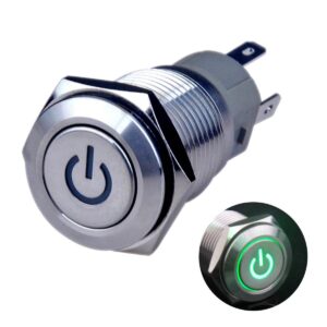 Impressive 7mm 12mm 16mm 19mm Momentary Pushbutton Switches 12V Green LED Latching Push Button Switch