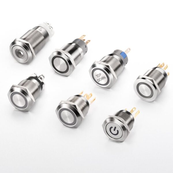 12V Dustproof Safety Capacitive Switches Waterproof IP65 16mm 19mm 22mm 1NO RGB LED IP67 Electronic Plastic 12V Push Button - Image 2