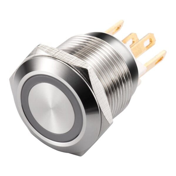 Waterproof IP65 Latching Push Button Switch Led Light Illuminated Pushbutton Switch Metal 19mm on OFF Black 12 Volt Blue 24VDC - 画像 (2)