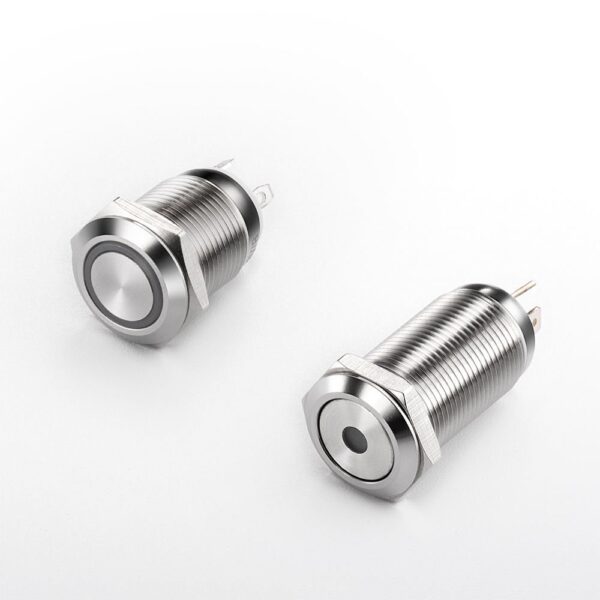 12mm Metal Push Button Switch on Off Ring Lamp 1NO1NC Waterproof LED Light Self-Lock Self-Reset Button Switch - 画像 (2)