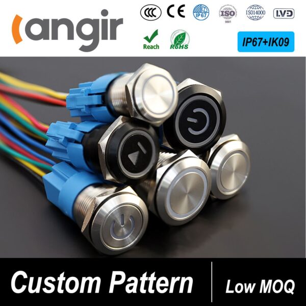 Langir Druckknopf Schalter 16mm Led Latching Push Button Switch Prewire Marine Switch 22mm 2 Led Momentary Button 19mm SS - imagine 3