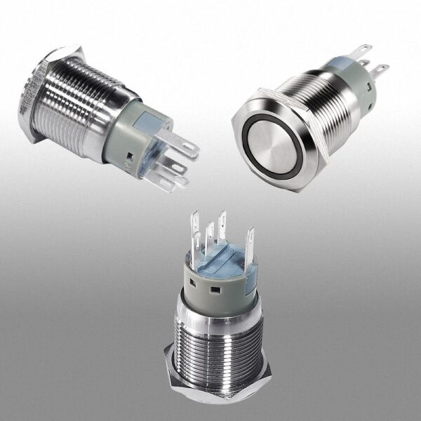19mm LED Anti-Vandal Push Button Switch Stainless Steel Latching 1NO1NC Waterproof IP65 Electronic Structure - Attēls 3