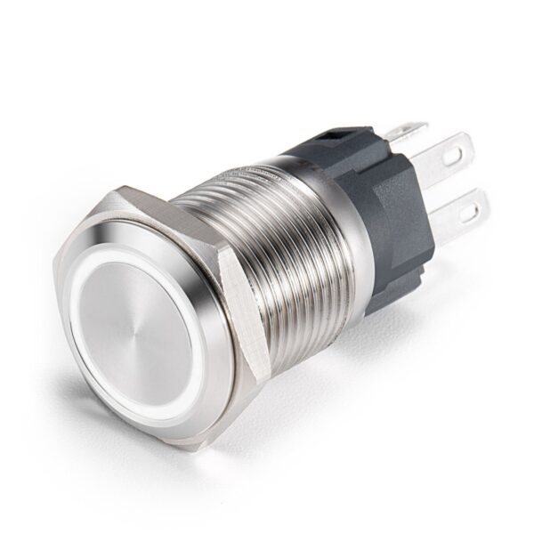 IP65 Waterproof 12mm Latching Push Button Switch 1NO 1NC 5-Pin Silver Metal 12V Blue LED for Car Electronic Made Plastic - Image 4