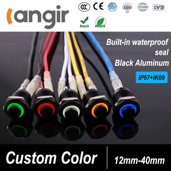 Custom Logo Symbols Backlit Square Metal Momentary Button 16mm 19mm 12mm Black Body Switch Push Button Ex Piezoelectric Button - Image 4