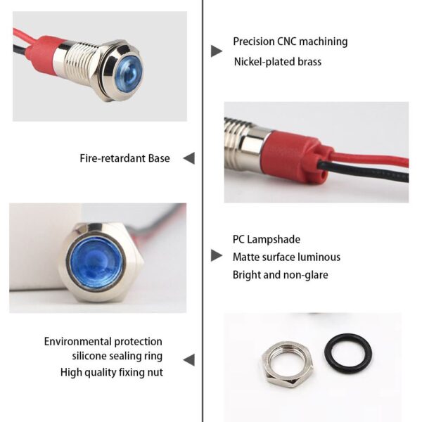 Industrial Equipment Brass Nickel LED Metal Indicator Light for Panels - imagine 4