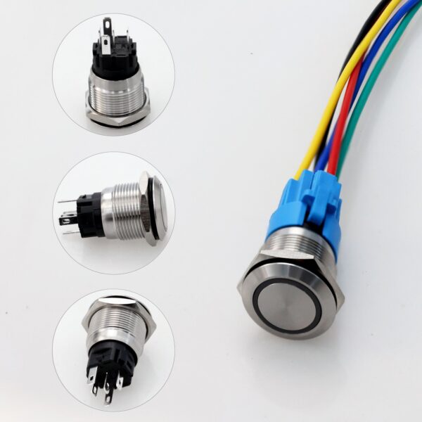 Langir Waterproof Push Button Switch Power Symbol Latching Momentary Illuminated 19mm Pushbutton Switch - Imagen 4