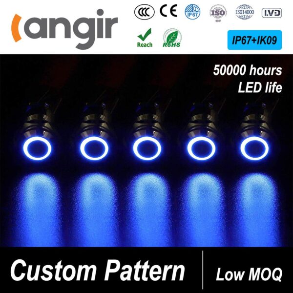 Langir 19mm Waterproof IP67 Latching Push Button Switches 5A 250VAC Power LED Symbol 12V Electronic Metal Push Button IP65 - immagine 5