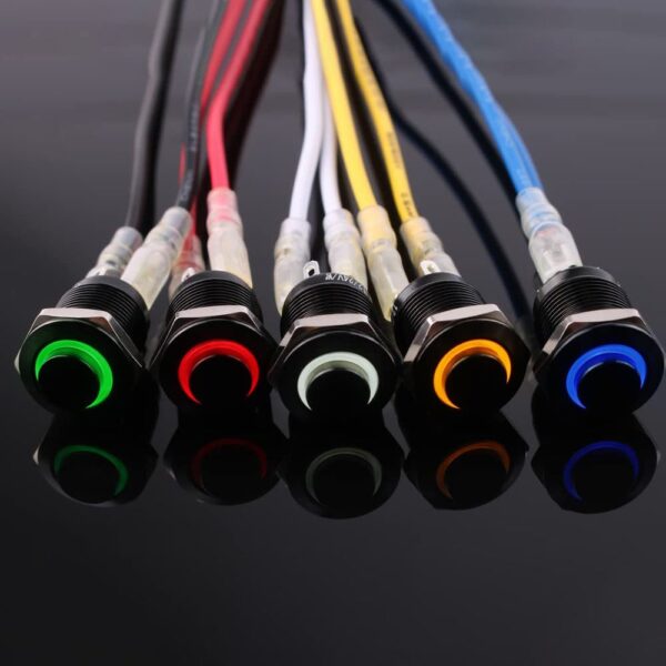 Langir Flat Metal 250v 3amp Push Switch Momentary Latching Waterproof IP67 12V 24V LED Push Button Switches - Imagem 5