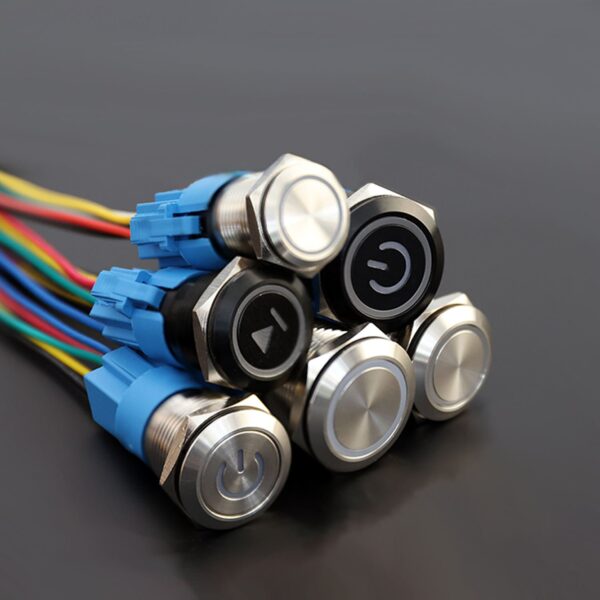 Langir 19mm Anti-Vandal 1NO1NC on Off 304 Stainless Steel Resettable Blue LED Illuminated Power Pushbutton Switch - Image 5