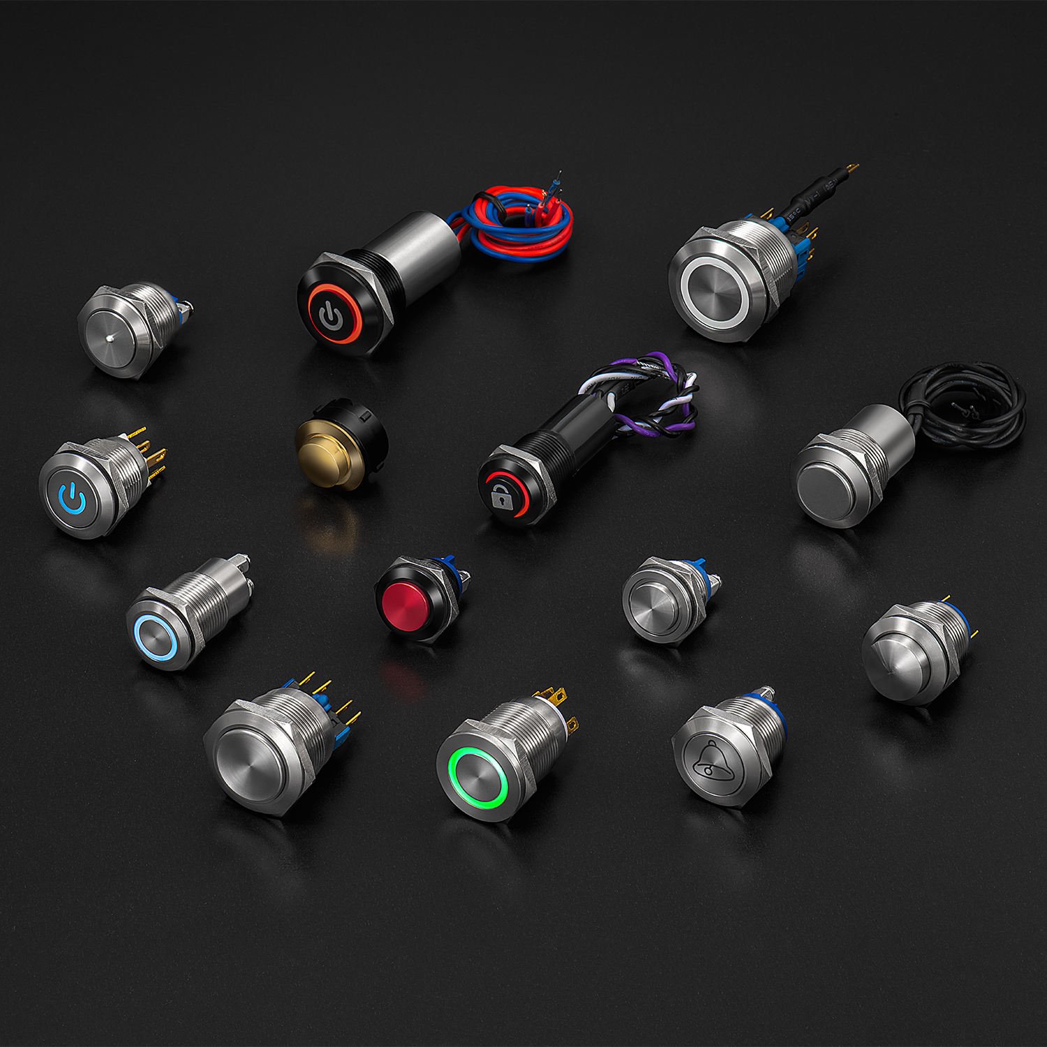 Langir 12mm 12V 24V Mini IP67 Waterproof Button Switch Momentary Stainless Steel Illuminated Ring Push Button Switch - Attēls 5