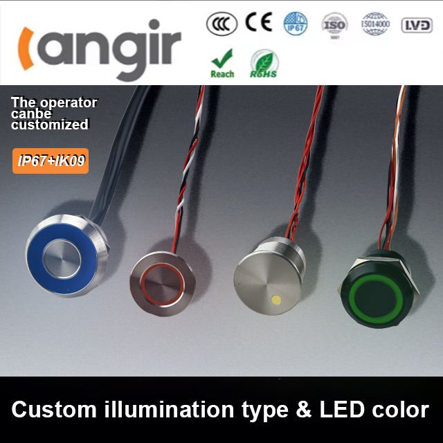 Langir IP68 12-30mm Metal Piezo Switch Waterproof Led Illuminated Touch Switch Momentary/ Latching Push Button Switch - 이미지 6