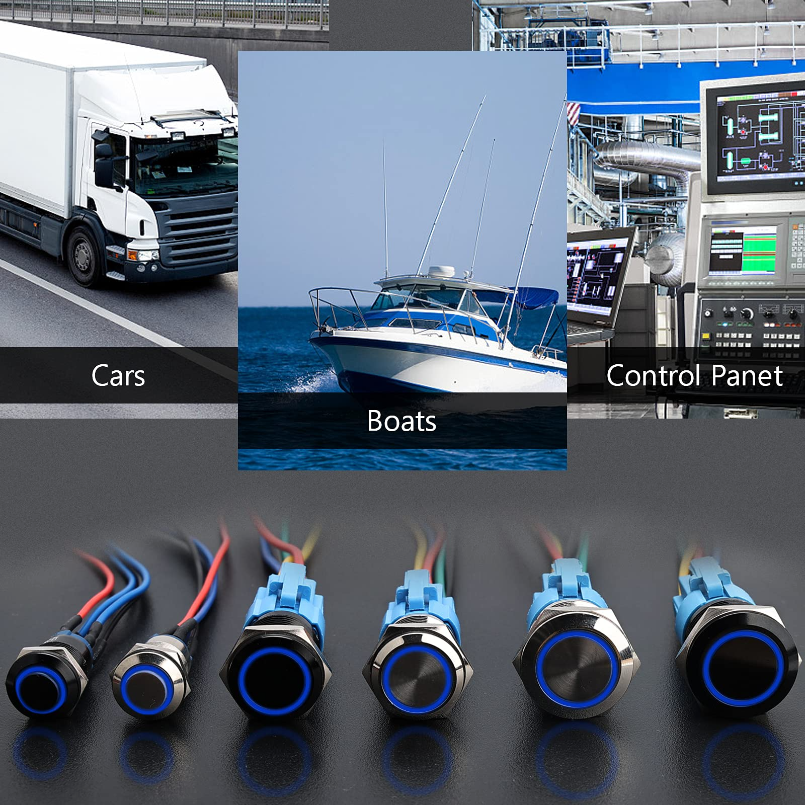 Customized logo Symbol 16mm 19mm 22mm Illuminated Led Metal 12v Push Button Switch Waterproof Stainless Steel Switches 6V – Image 7