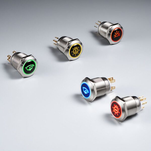12/16/19mm round Locking LED Push Button Switch 12V 20A Stainless Steel & Plastic Momentary Latching Metal Switch - Obrázek 7