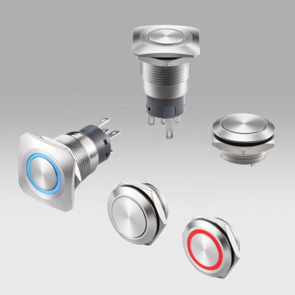 19mm LED Anti-Vandal Push Button Switch Stainless Steel Latching 1NO1NC Waterproof IP65 Electronic Structure - Attēls 7
