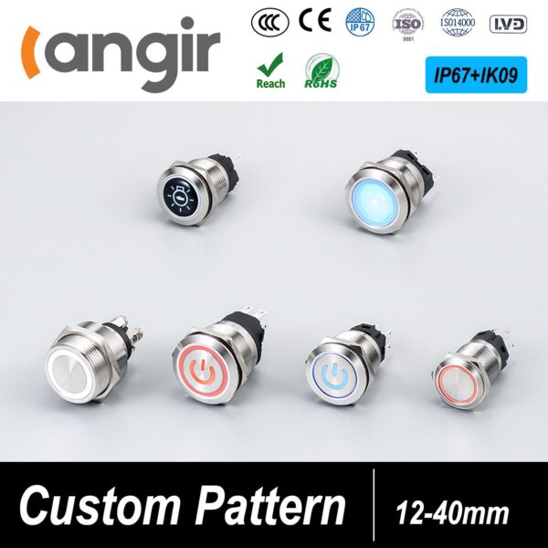 Langir Waterproof IP67 12V Button Switch Short Push Momentary NO Illuminated 12mm 16mm 19mm 22mm 25mm for Control - Image 7