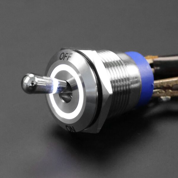Langir Round Illuminated Metal Toggle Switch Waterproof IP67 19mm LED Toggle on OFF Switch for Car Boat Motor Automotive