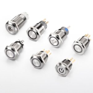 12mm,16mm,19mm,22mm,25mm,30mm Customizable Laser Engraved Pattern LED Illuminated Momentary Push Button Switch with Harness