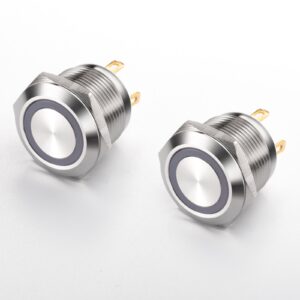 22mm Push Button Switches Black with Wires Power Illuminated Waterproof 12V 5A Wholesale Non Latching Led Push Button Switch