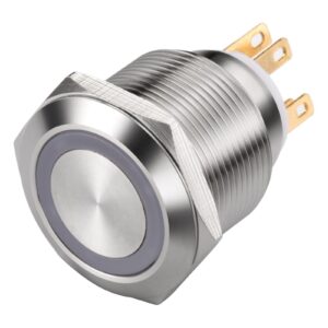 Hot Sale Stainless Steel Latching Explosion Proof Pin Terminal Push Button Switch 24V Blue Ring LED 22mm Dia 22mm 5A/ 250VAC 5A