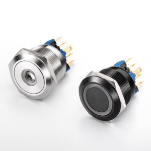 Locked Led Light Illuminated Push Button Switch IP65 Pin Terminal Brass Metal Stainless Steel Waterproof on Off 6 Pin Gold 22 Mm