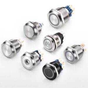 19mm Anti-Vandal Waterproof IP67 Tri-Color LED Light Indicator Switch 6V 12V 24V 110V 220V Push Button Switch Made Plastic