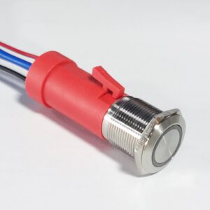 10A Momentary Latching Push Button Switch 19mm 12V-24V DC LED SPDT 1NO1NC Stainless Steel Metal Electronic Pigtail for Plastic