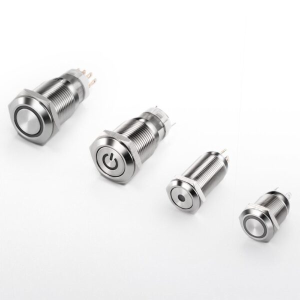 10A Momentary Latching Push Button Switch 19mm 12V-24V DC LED SPDT 1NO1NC Stainless Steel Metal Electronic Pigtail for Plastic - Image 2