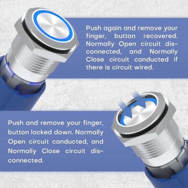 Long Life Push Button L25 25mm Anti-vandal Switch Momentary Normally Open Illuminated SS Push Buttonswitch - Imagen 4