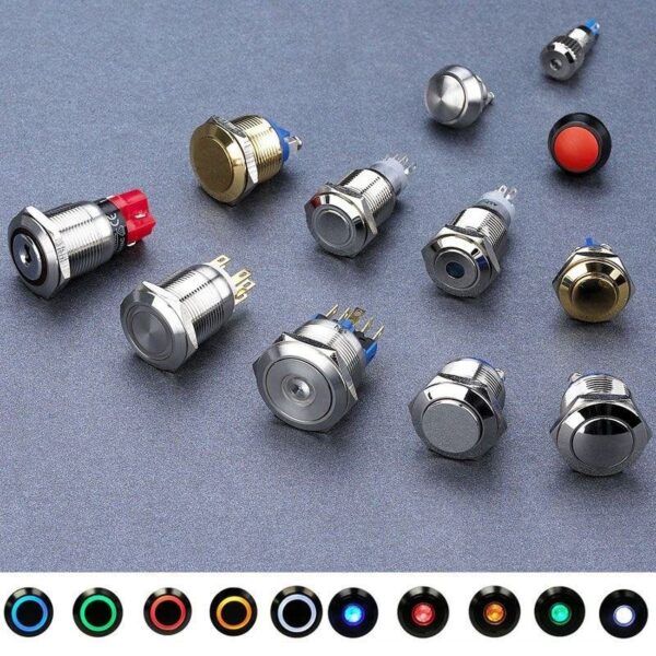 Good Rating Stainless Steel Momentary Waterproof IP65 Pin Terminal 24V Blue Ring LED 25mm Push Button Switch - Image 4
