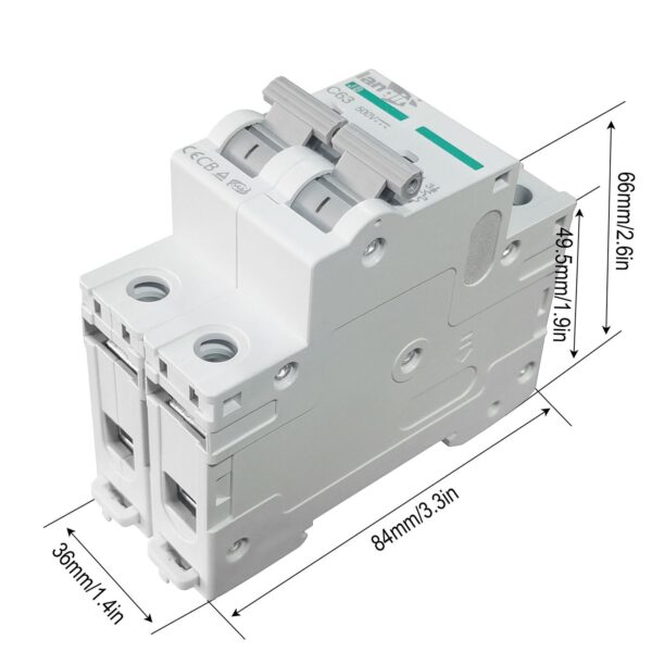 DC Miniature Circuit Breaker 2 Pole 1000V 10 Amp Isolator for Solar PV System Thermal Magnetic Trip DIN Rail Mount DC Breaker - Image 4