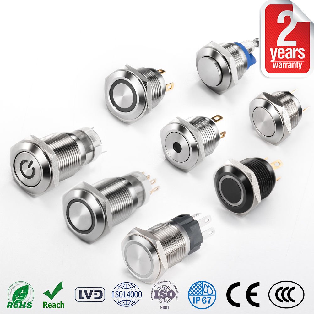 12mm16mm19mm 22mm 25mm 30mm Short Touch Metal Push Button Switch, Momentary Tact Switch with Led Screw Pc Start Button - Ảnh 5