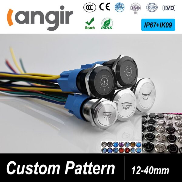 Langir 19mm Stainless Steel 21A High Current Push Button Switch Waterproof IP67 LED Illuminated 18A 20A on Off Latching Switch - imagine 6