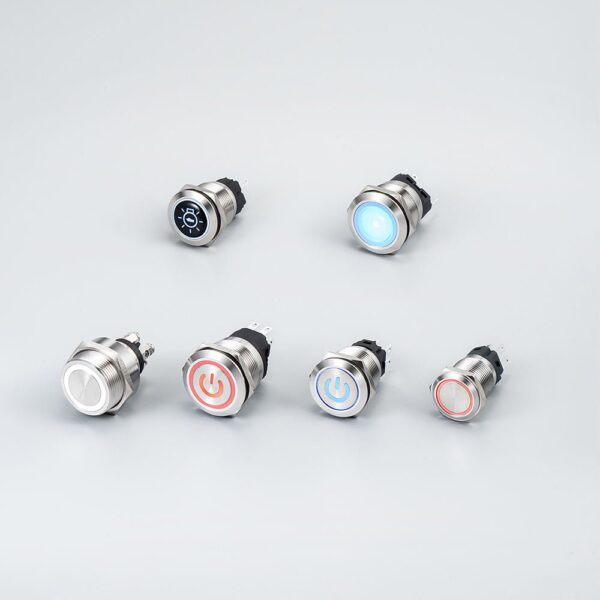 ⁦IP65 No Nc Push Button Switch Led Druckknopf Stainless Steel Red Yellow Green Blue White Orange 16a Flat Round Dia 19mm CN;ZHE⁩ - الصورة ⁦6⁩