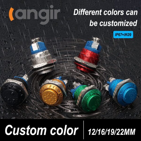 ⁦IP67 Waterproof 10A Push Button Switch Stainless Steel Metal High Current Momentary Flat for Home Appliance Control 250V Max⁩ - الصورة ⁦6⁩