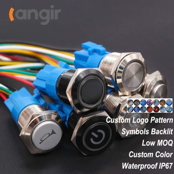 Langir 19mm Stainless Steel 21A High Current Push Button Switch Waterproof IP67 LED Illuminated 18A 20A on Off Latching Switch - imagine 7